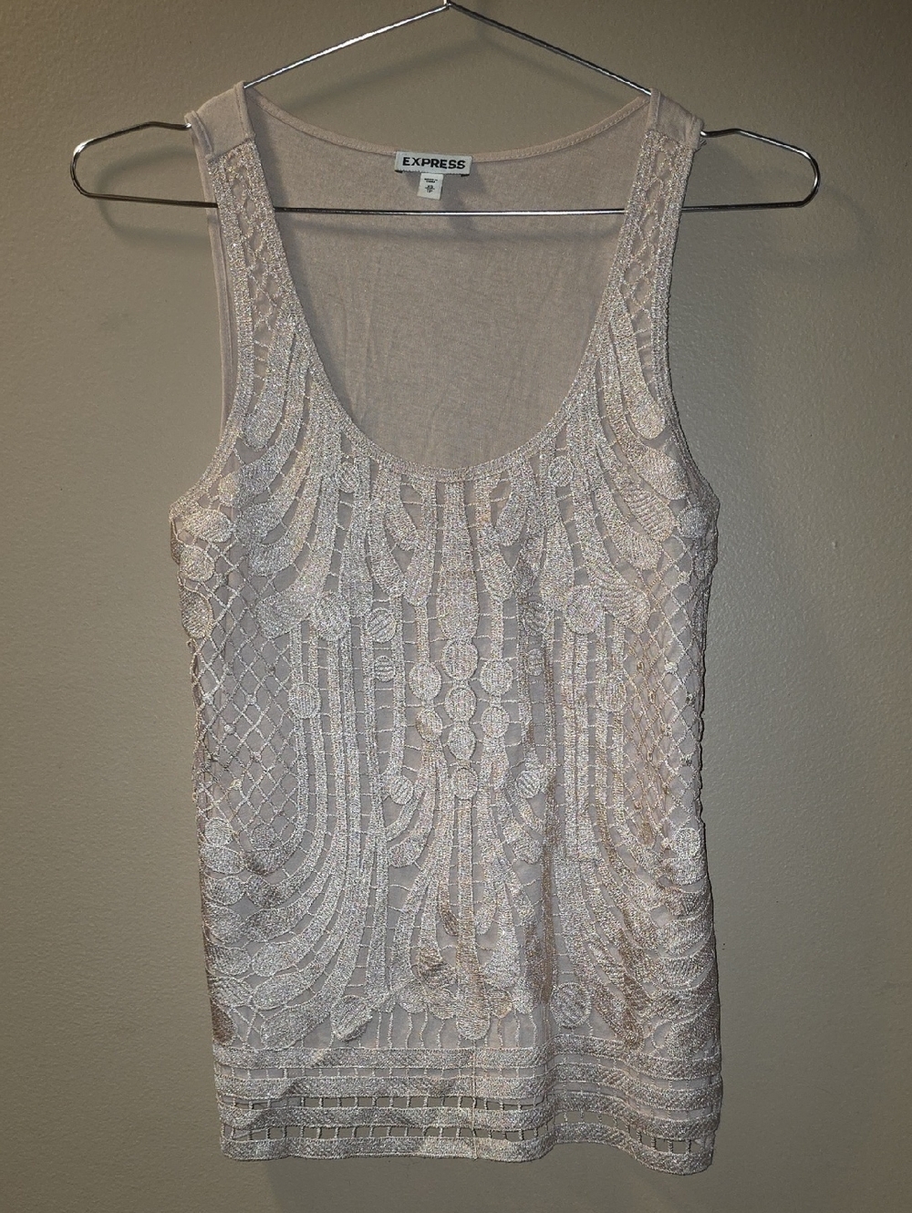 Express Embellished Scoop Neck Camisole - Cream
